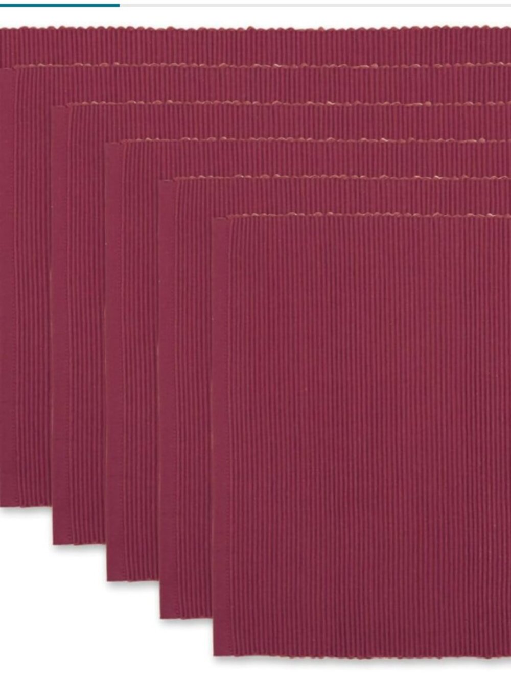 DII Everyday Ribbed Tabletop 100% Cotton, Placemat Set, 13x19, Barn Red, 6 pc